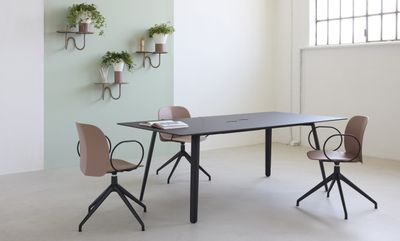 Mentha armchair revolving on trestle base - S•CAB