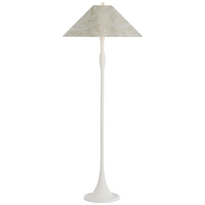Romero Floor Lamp, Plaster White Abstract Leaf In Taupe