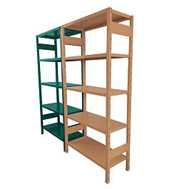 Scaffalatura verniciata composta da due moduli H 200 colore verde e cipria
