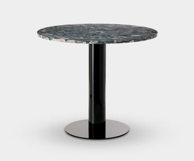 Tube Dining Table Black Base Pebble Marble