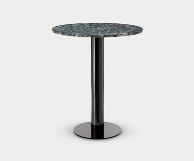 Tube High Table Black Base Pebble Marble