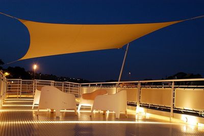 Ingenua shade sail provides shade on a private boat