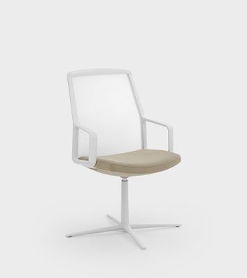 Meeting and visitor armchair with mesh backrest and 4 stars pyramidal base - Viganò & C.