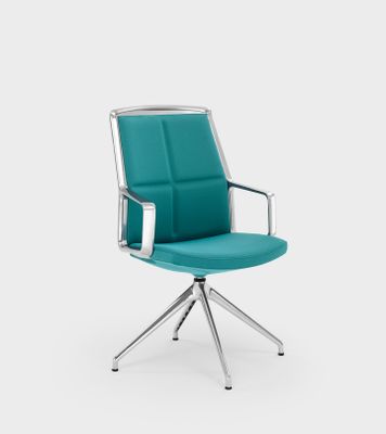 Padded meeting, visitor armchair with 4 stars pyramidal base - Viganò & C.