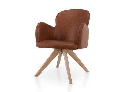 HERA SPIDER - Trestle-based leather chair with armrests _ 5A Design