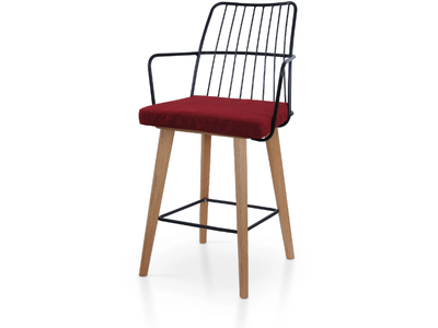 MIA BAR OAK - Powder coated steel stool with footrest _ 5A Design