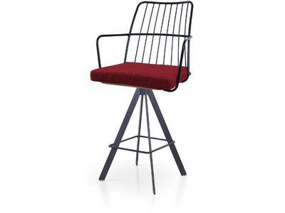 MIA BAR SPIDER - Trestle-based powder coated steel stool with armrests _ 5A Design