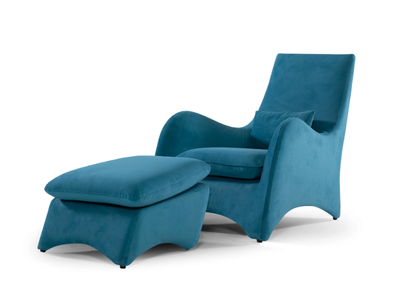 AMELIE - Leather armchair with armrests and footstool _ Able