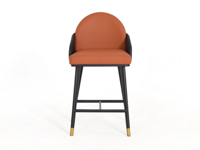 AURORA - High leather stool with back and footrest _ Able