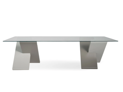 BRADLEY - MDF with glass tabletop dining table _ Able