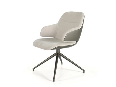 CASSINI - Trestle-based leather chair with armrests _ Able