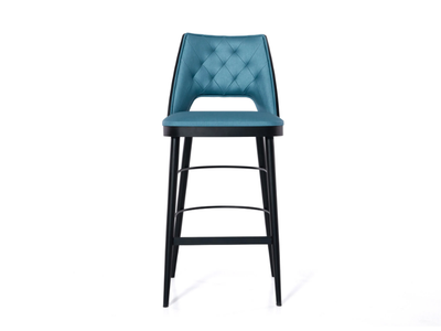 DEVY - High tufted leather stool with back _ Able