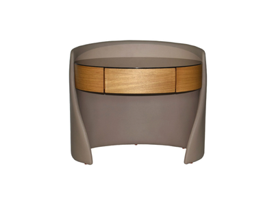 HUG - Oval leather bedside table with drawers _ Able