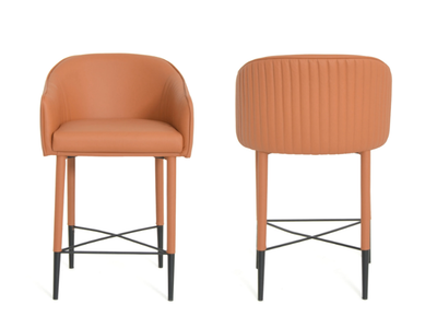 KATHERINE - High leather barstool with footrest _ Able