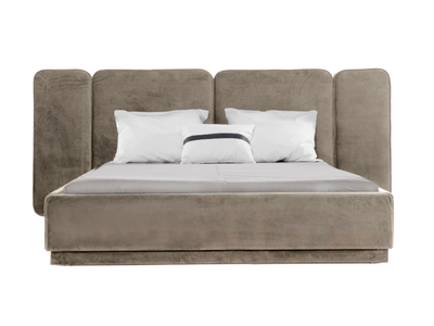 MONETTE - Upholstered fabric double bed with high headboard _ Able