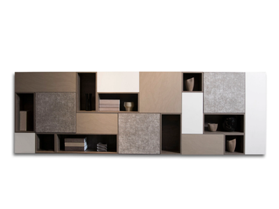 PLAZA - Floating wood veneer bookcase _ Able