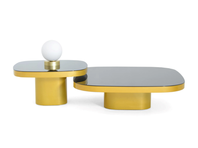 VICTOR - Low MDF and tempered glass bistro side table _ Able