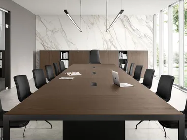 HYPE - Rectangular wood veneer meeting table with electrical outlets _ About Office