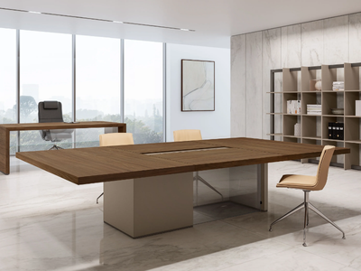MAGNUM - Rectangular wooden meeting table with electrical outlets _ About Office