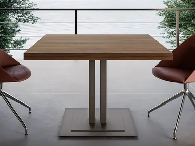 MAGNUM - Square wooden meeting table with metal base _ About Office