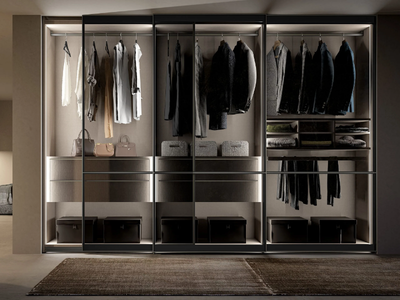 PLANE - Glass wardrobe with sliding doors _ Adok