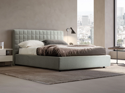 RUBIK - Fabric double bed with upholstered headboard _ Adok