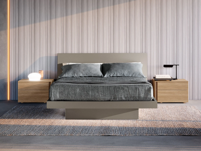 SIRIO - Wooden bed with integrated lighting _ Adok