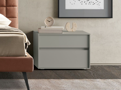 UNIQUE - Melamine-faced chipboard bedside table with drawers _ Adok