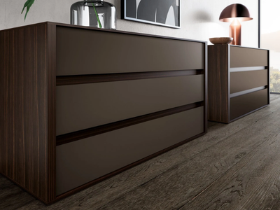 UNIQUE - Melamine-faced chipboard chest of drawers with integrated handles _ Adok