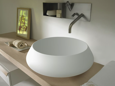 BJHON 2 - Countertop round Cristalplant® washbasin _ Agape