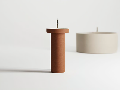 CENOTE A COLONNA - Freestanding round clay washbasin _ Agape