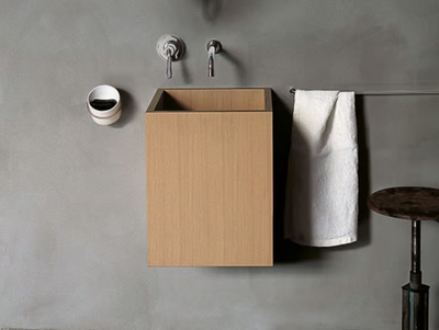 CUBE - Wall-mounted square multi-layer wood washbasin _ Agape