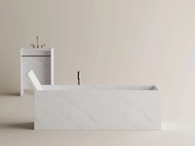 FACE À FACE - Freestanding rectangular marble bathtub _ Agape