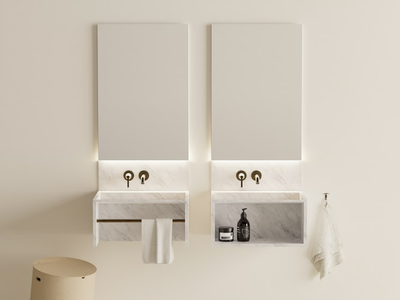 FACE À FACE - Wall-mounted marble washbasin _ Agape