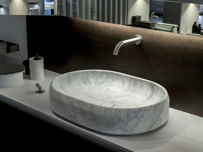 LARIANA - Countertop oval Carrara marble washbasin _ Agape