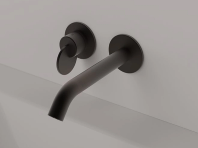 LIMÓN - 2 hole wall-mounted single handle brass washbasin mixer _ Agape