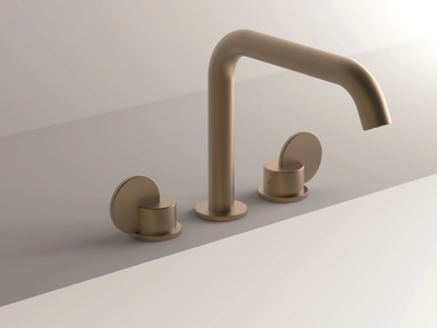 LIMÓN - 3 hole countertop brass washbasin tap _ Agape