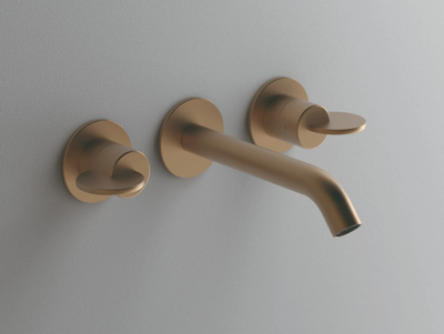 LIMÓN - 3 hole wall-mounted brass washbasin tap _ Agape