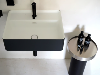 MARSIGLIA - Wall-mounted rectangular Cristalplant® washbasin _ Agape