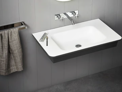 NOVECENTO XL - Wall-mounted rectangular Cristalplant® washbasin _ Agape