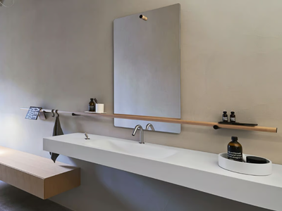 OTTOCENTO 002 - Rectangular Cristalplant® washbasin with integrated countertop _ Agape