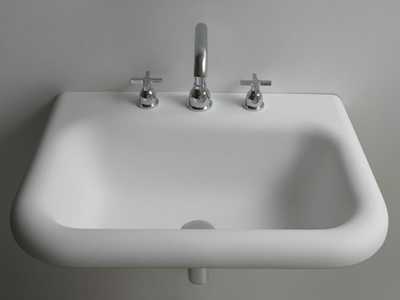 OTTOCENTO - Wall-mounted rectangular Cristalplant® washbasin _ Agape