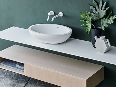 SPOON XL - Countertop oval Cristalplant® washbasin _ Agape