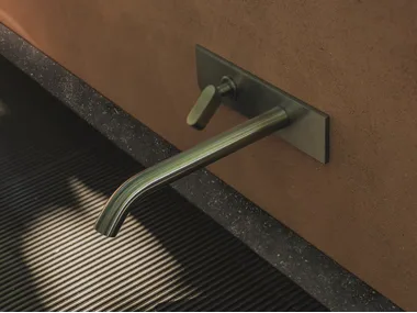 SQUARE - Wall-mounted stainless steel washbasin mixer _ Agape