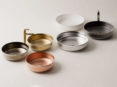 UNDICI INOX - Countertop round steel washbasin _ Agape