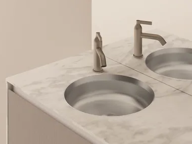 UNDICI INOX - Undermount round steel washbasin _ Agape