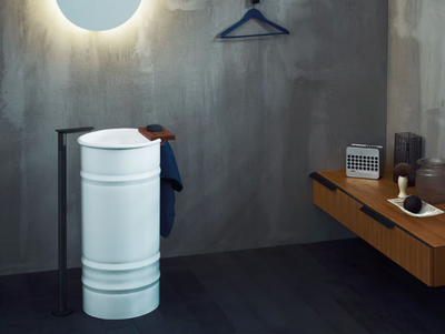 VIEQUES - Freestanding round stainless steel washbasin _ Agape