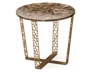 ARABESQUE - Round coffee table in Dark Emperador marble and metal _ ALBEDO