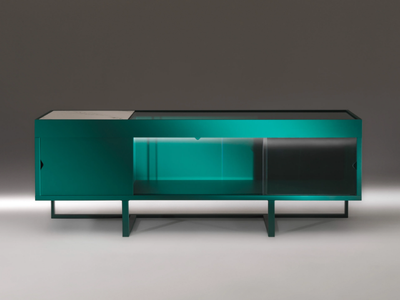HUDSON 1 - Wood and glass sideboard with sliding doors _ ALBEDO