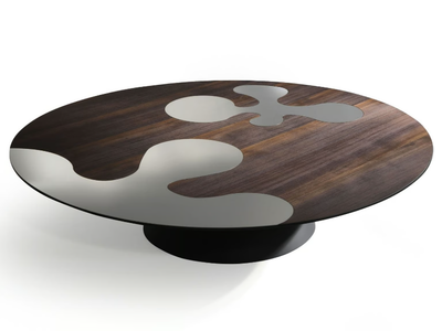 ISOLE - Low round steel and wood coffee table _ ALBEDO